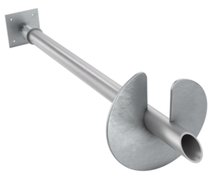 Galvanized steel screw pile showing the shaft and helix
